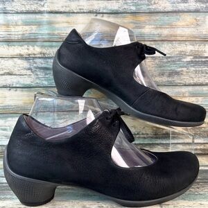 Ecco Womens 6-6.5 Mary Jane Pump Lace Up Dress Formal Workwear Church Black Shoe